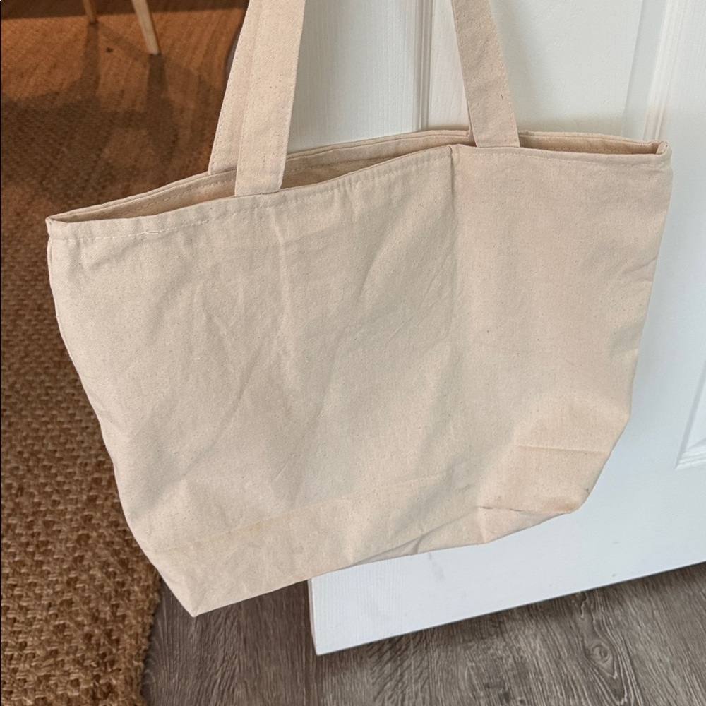 Beige Canvas Tote Bag